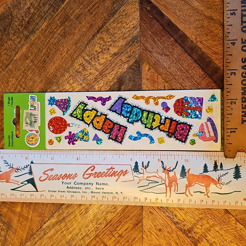 Vintage SandyLion Happy birthday party stickers sealed sticker sheet